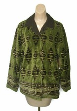 Tsunami South Western Coat Nwt Green Midweight Fuzzy Fleece Full Jacket