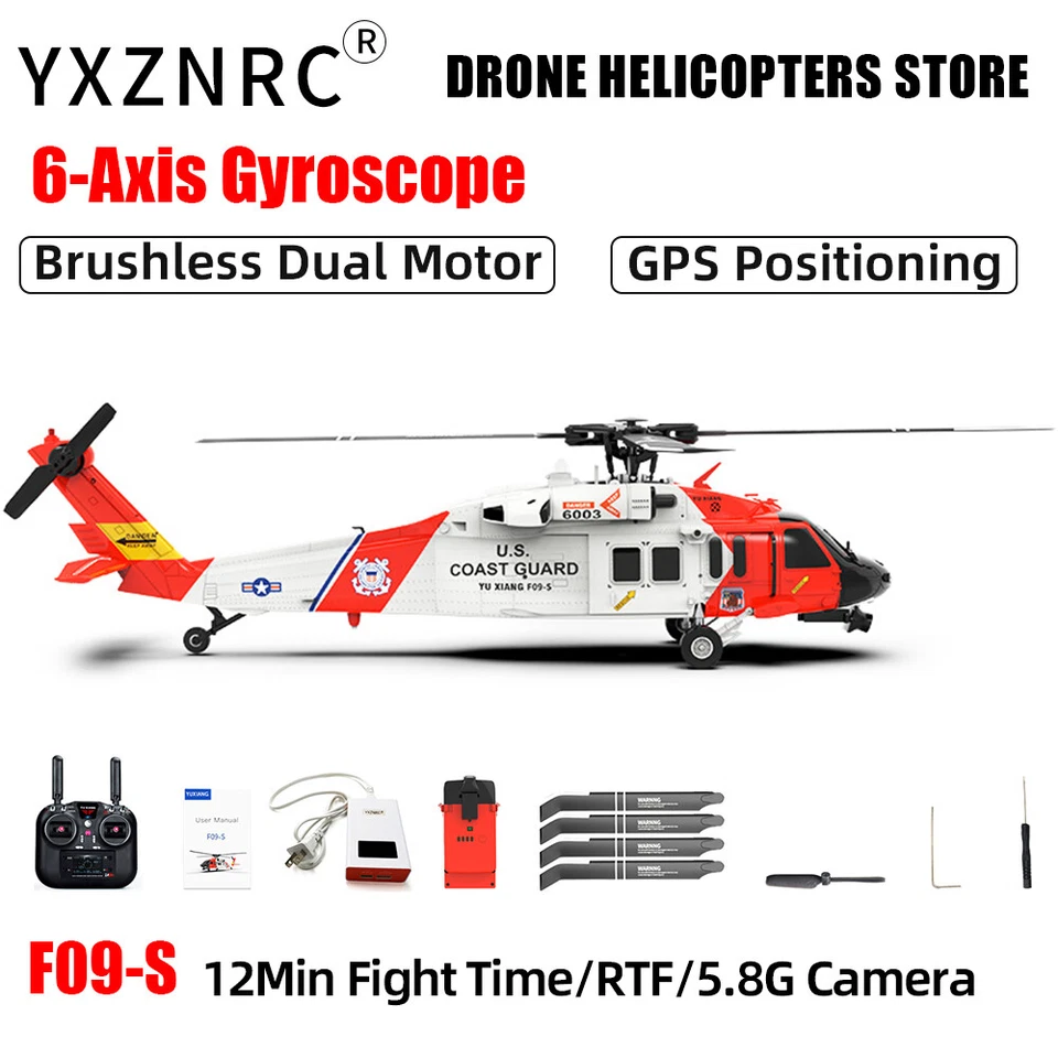YUXIANG F09-S 2.4G 3D 6CH Gyro GPS Coast Guard Optical Flow RC RTF Helicopter US - Image 4 of 4