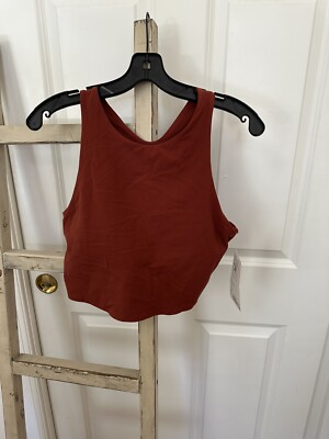 NEW Athleta Conscious Twist Crop in Powervita A-C, RUSSET BROWN Sz XL Top Bra