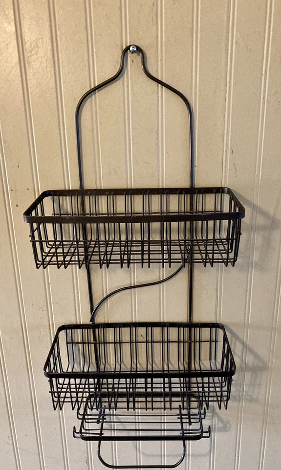 Black Metal Over Head Shower Caddy Basket Bathroom Hanging Shower Organizer - Image 4 of 4