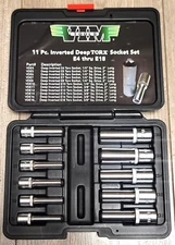 VIM 11pc 1/4 & 3/8 dr Deep Inverted E-Torx Socket Set E-4 to E-18 #VDE418
