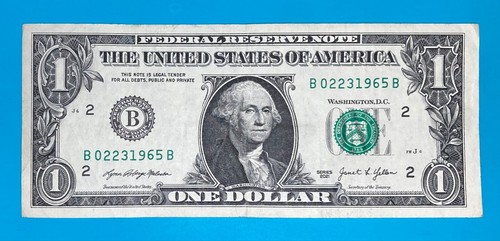 February 23, 1965 : B 02231965 B $1 One Dollar Bill BIRTHDAY Note - Picture 2 of 3