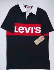 WITH TAGS Boy's Kids Levi's Black Red White Signature Polo Shirt Sz.Large