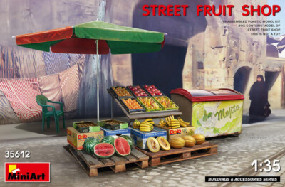 Miniart Diorama Kit Fruit Stand Street Fruit Shop Kit 1:35