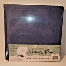Westrim Memory Album Blue Leatherette Strap-Hinge Scrapbook 11 Sheets 12X12 NEW