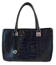 Brighton MONROE CROC Emboss Leather Satchel Purse Handbag