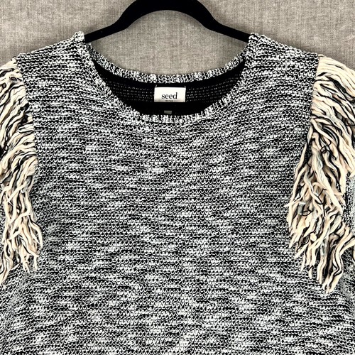 Seed Heritage Womens Size Small Sweater Jumper Wool Alpaca Chunky Knit Fringe - Picture 2 of 15