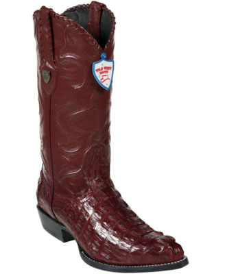 WILD WEST BURGUNDY CAIMAN CROCODILE TAIL WESTERN COWBOY BOOT J-TOE (D) 2990106