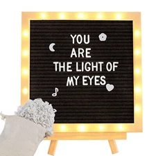 Light up Felt Letter Board Sign with LED Lights - 10 × 10in Changeable Mess