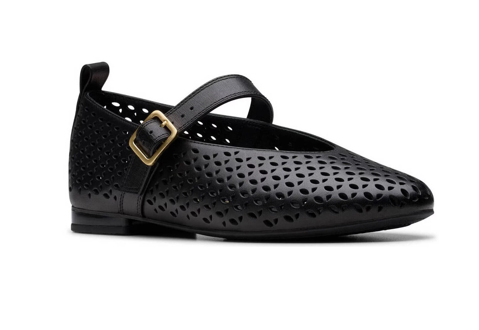 CLARKS LINEA DONNA FAWNA JANE MARY JANE BALLERINE PELLE TRAFORATA NERA TAGLIA 9M US