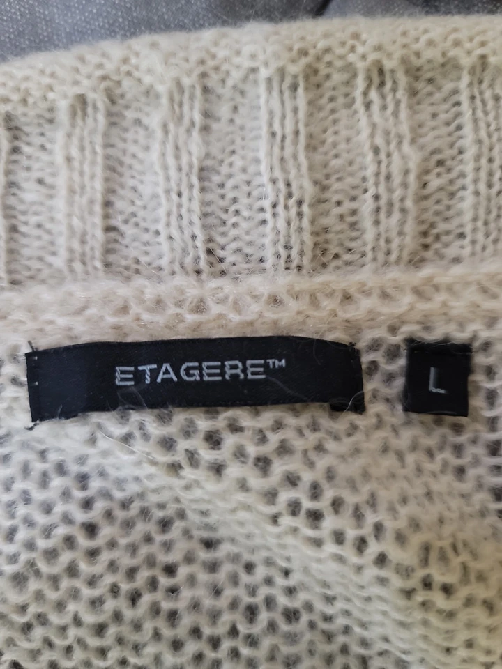 Etagere Wool mohair Blend Knit Cardigan Single Button Cream Women’s Sz.Large - Image 4 of 4