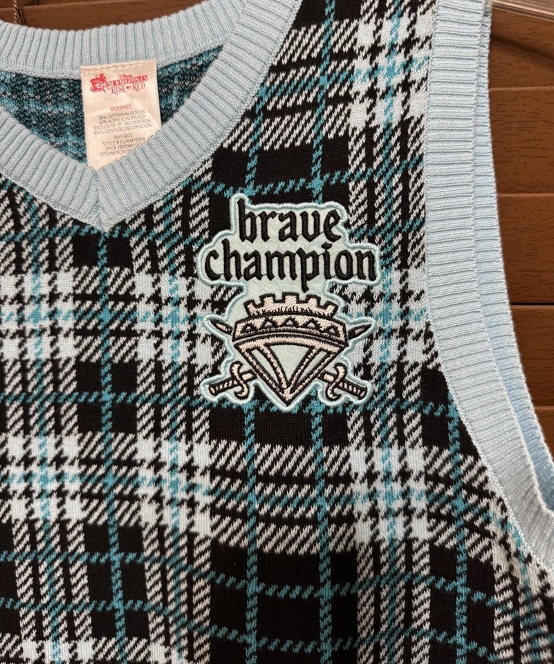Disney Descendants Girl 14/16 Sweater Vest Embroidered Argyle Blue/Black NWT - Image 3 of 4