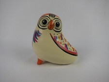 Ceramic Multi Orange Floral 7X7" Owl Bird Figurine Piggy Bank