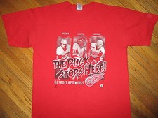 vtg DETROIT RED WINGS SHIRT Derian Hatcher Curtis Joseph Nicklas Lidstrom LARGE