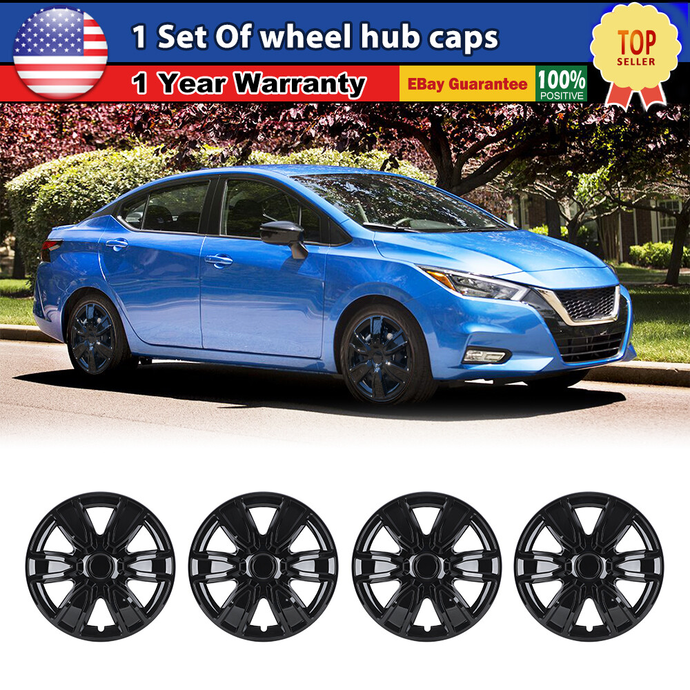 4PCS Black Lacquer 14-Inch Universal Snap-On Hubcaps for R14 Rims