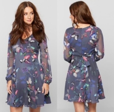 Pietro Brunelli Butterfly Tie Detail Maternity long sleeve Dress Size XXS NWT