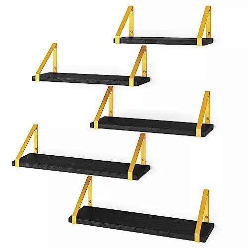 Black and Gold Wall Decor Gold Floating Shelves Width 4.7 Black