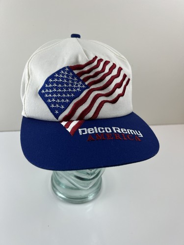 Delco Remy America SnapBack Baseball Hat Cap Large Embroidered USA Flag Hat