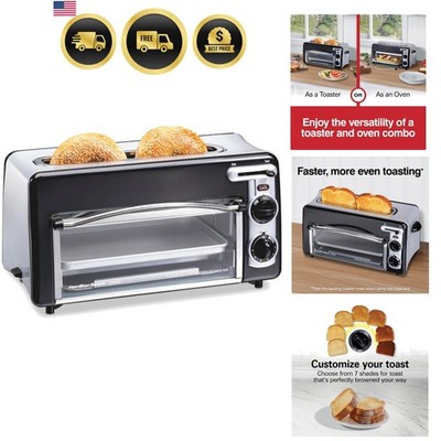 2-in-1 Countertop Toaster Oven & Long Slot 2 Slice Toaster