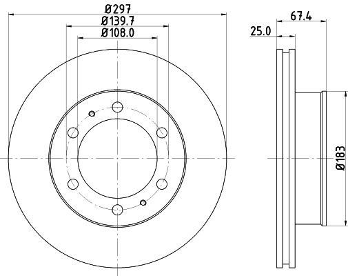 HELLA 8DD 355 116-821 BRAKE DISC Front (PAIR)