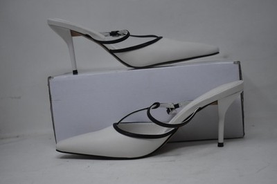 NA-KD Shoes Womens Size 8.5 White Black Contrast Pointy Toe Heel Stiletto Strap