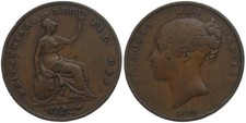Great Britain One 1 Penny 1854 - Queen Victoria