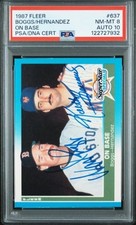 1987 Fleer Wade Boggs Keith Hernandez Signed Baseball Card PSA 8 DNA 10 Auto HOF