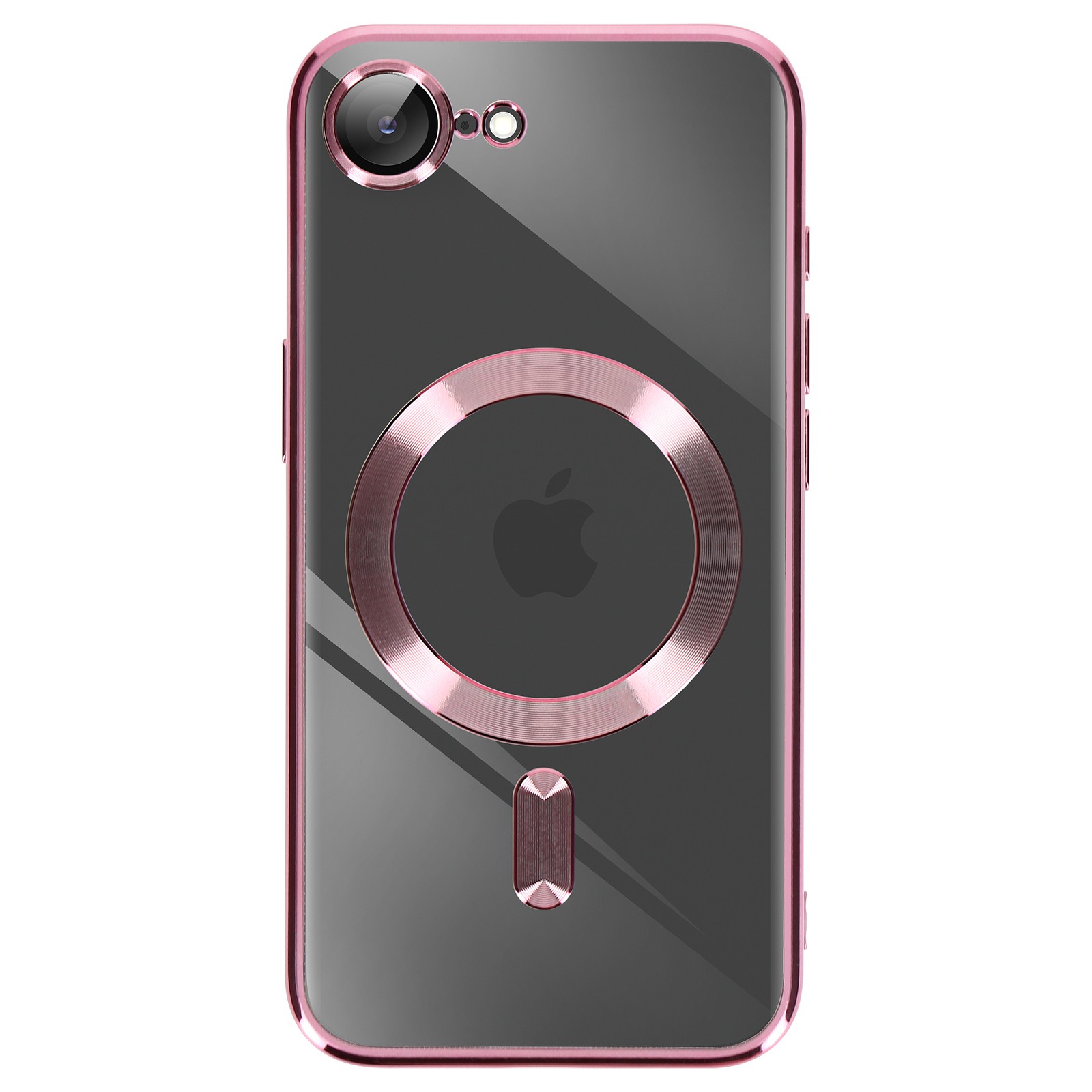 Coque iPhone 17e Avizar en silicone rose avec cadre chromé de protection