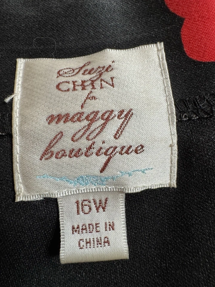 Suzi Chin for Maggy Dress Sun Sleeveless Floral Poppy Ruched Size 16W Mod Retro - Image 4 of 4