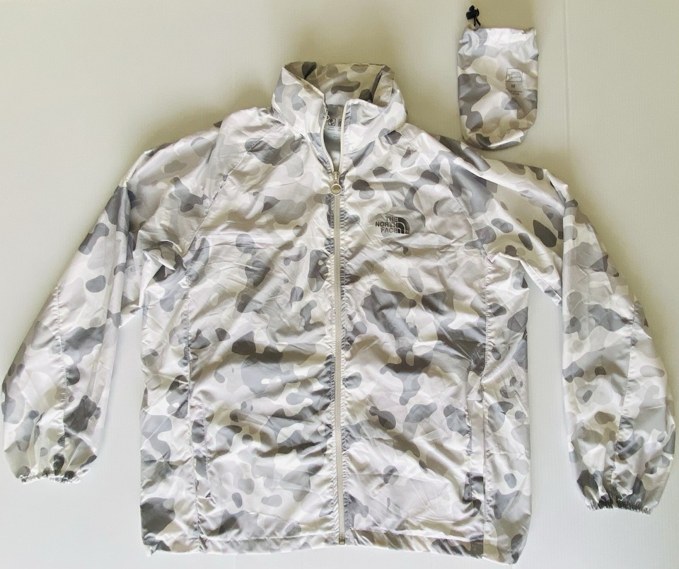 The North Face Men’s Wind Breaker Jacket Size Medium Grey Camouflage Pattern