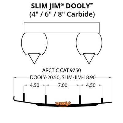 Woody's Dooly 4.0'' Carbide Arctic Cat Bearcat 660 WT Turbo / Articulating (2007)