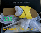 Saks Fifth Avenue Women’s Yellow Leather Slide Sandals Slip-On US 6.5 M NIB — photo 2