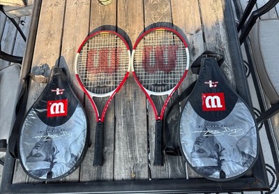 2 Wilson Roger Federer Double Beam Titanium Tennis Racket s Head Covers 3 7/8 L0