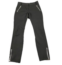 Veronica Beard Ash Seamed Skinny Zipper Detail Ankle Crop Stretch Pants Black 0