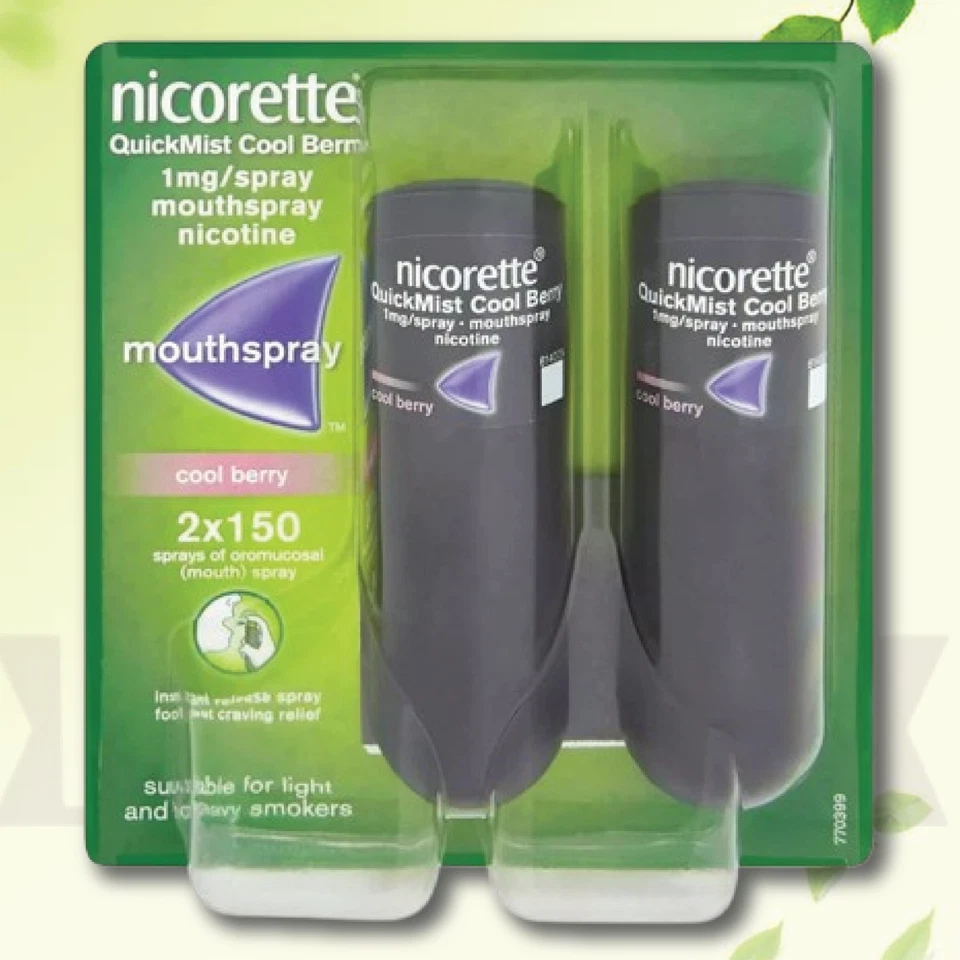 6X Nicorette Spray Bucal Quickmist Berry 1mg 13,2ml X 2ct-PACK 6-ENVÍO GRATUITO Foto 3 de 3