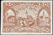 50 Heller St. Mary 1920 emergency money voucher Austria #16.01.a4