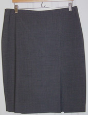 Ann Taylor Lined Pencil Skirt - Gray Pinstripe with Front Pleat - Size 14