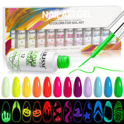 Nail Art Gel Set, Glow in the Dark Gel Liner Nail Art Polish Luminous Design Nai