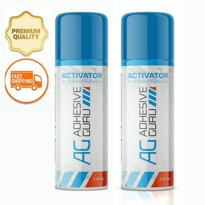 Adhesive Guru CA Glue Accelerator Spray (2 x 3.5 fl oz) Aerosol Activator for Su