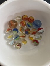 Vintage Marbles Lot of 22 Glass Marbles Cats Eyes 2 Shooters Various Makers