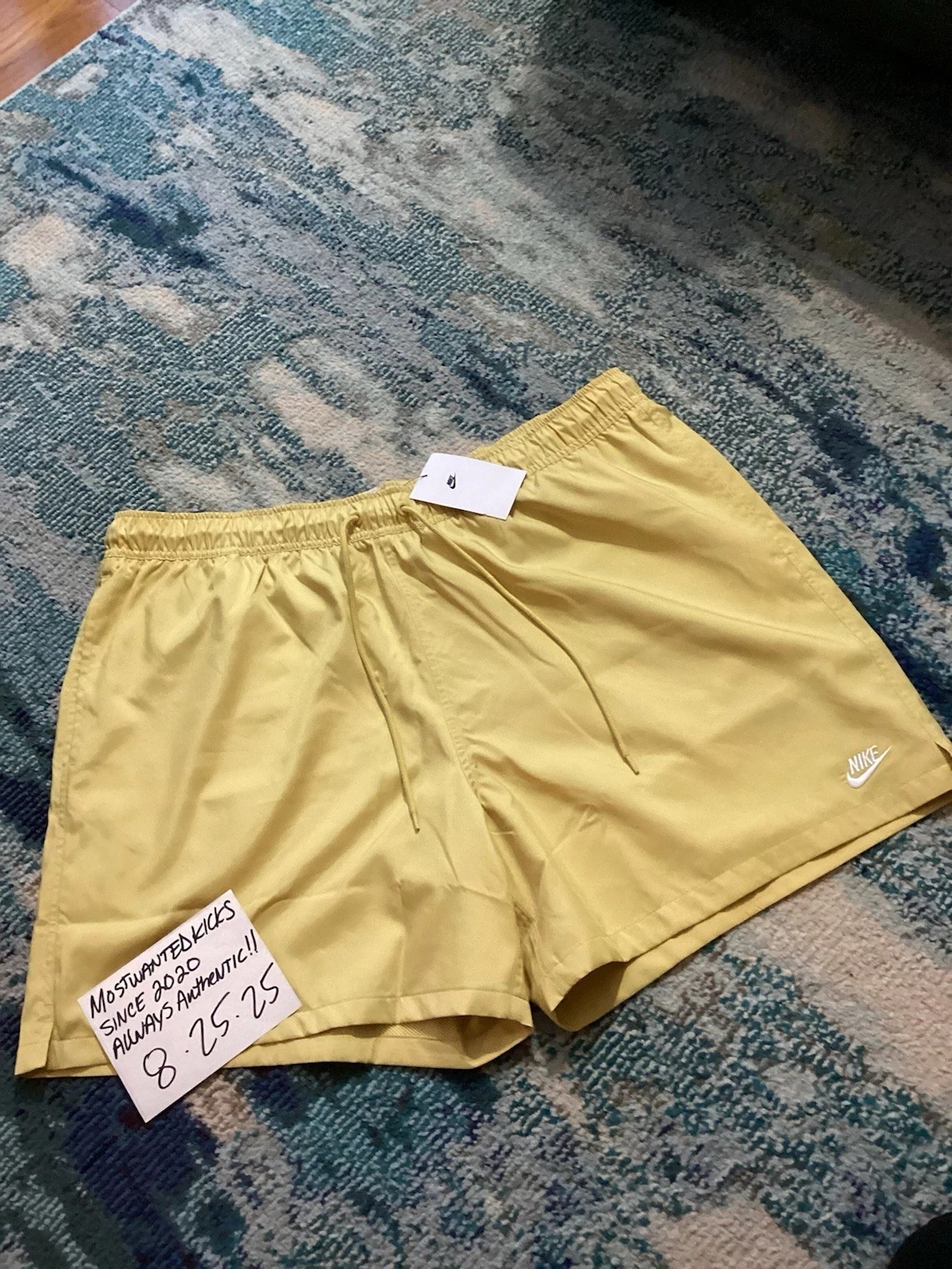NWT Nike Sportswear Sport Essentials Woven Flow Saturn Gold Shorts Mens Sz XXL