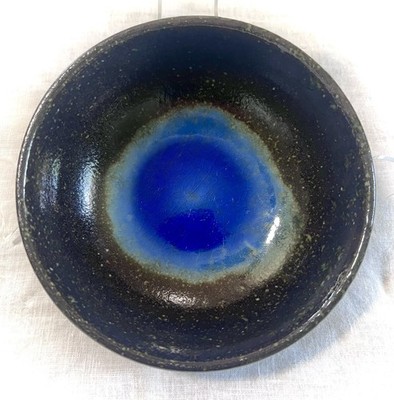 Studio Art Pottery Decorative Bowl  Handmade Ceramic Dish BLUE DRIP GLAZE 6.5  