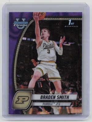 2025 Bowman Chrome Braden Smith 1st Bowman Purdue #12 Basketball Card Purple