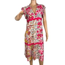 Umgee Women's Floral Midi Dress Flutter Cap Sleeve Size S Boho Indie Brunch 