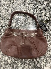 B Makowsky Leather Shoulder Bag style Tempe brandy w/ silver color NWT leopard