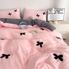 Queen Size Girls Bedding Set 5 Pieces Pink 5pcs-Queen Yh-5pcs Bowknot 03