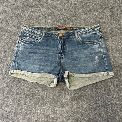 Zara Shorts Womens Size 6 Blue Core Denim Distressed Cuffed Casual Jean Shorts