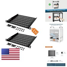 Tecmojo 2 Pack 0.5U Vented Rack Mount Shelf, 10" Server Rack, 7.87" Metal, Black