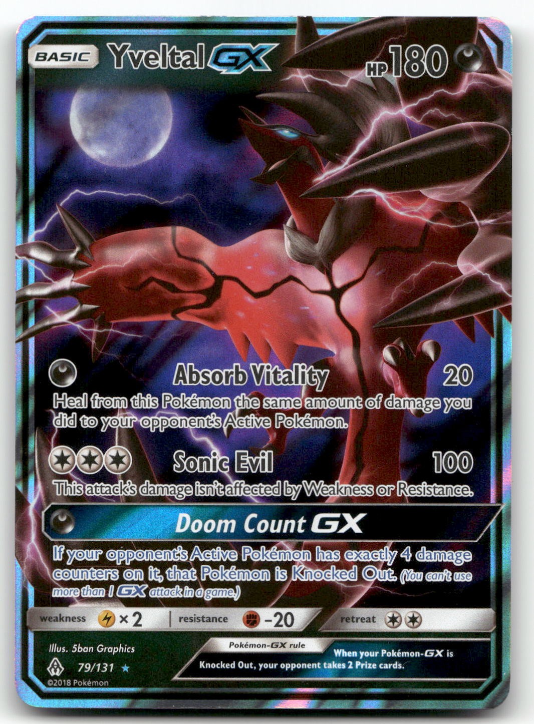 Yveltal GX #79/131 (Holo) (LP) SM - Forbidden Light SM06 Pokemon