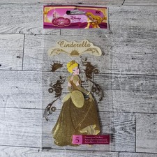 Disney Enchanted Tales Cinderella Gold Sparkly Dimensional Scrapbook Sticker